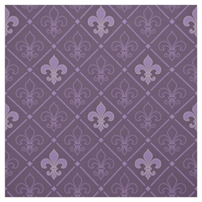 Lila Fleur de Lis Seamless mönster Tyg (Provkarta)