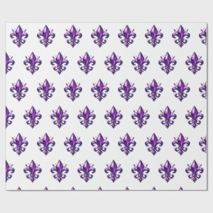 lila fleur de lys inslagspapper  presentpapper