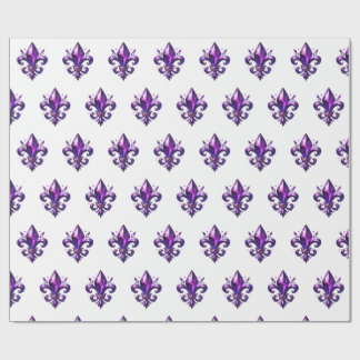lila fleur de lys inslagspapper  presentpapper