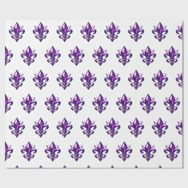 lila fleur de lys inslagspapper  presentpapper (Platt)