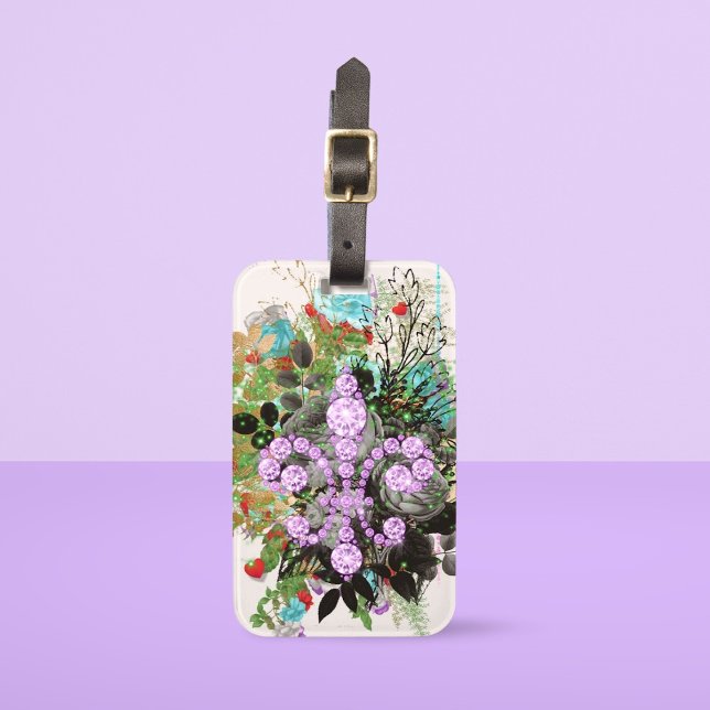 Lila Fleur de Lys Luggage Tag Bagagebricka (Skapare uppladdad)
