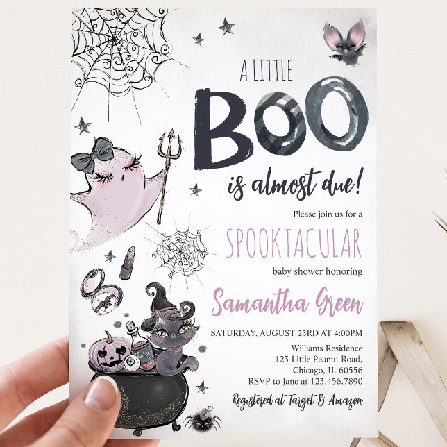 Lila Flicka Spöklik Halloween Baby Shower Inbjudningar (Skapare uppladdad)