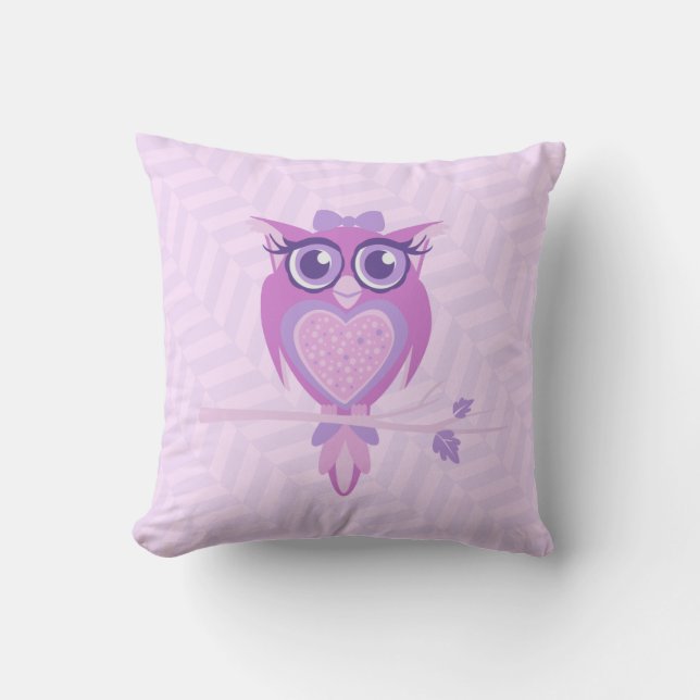 Lila-flickorna uggla chervon cushion-kudde kudde (Framsida)
