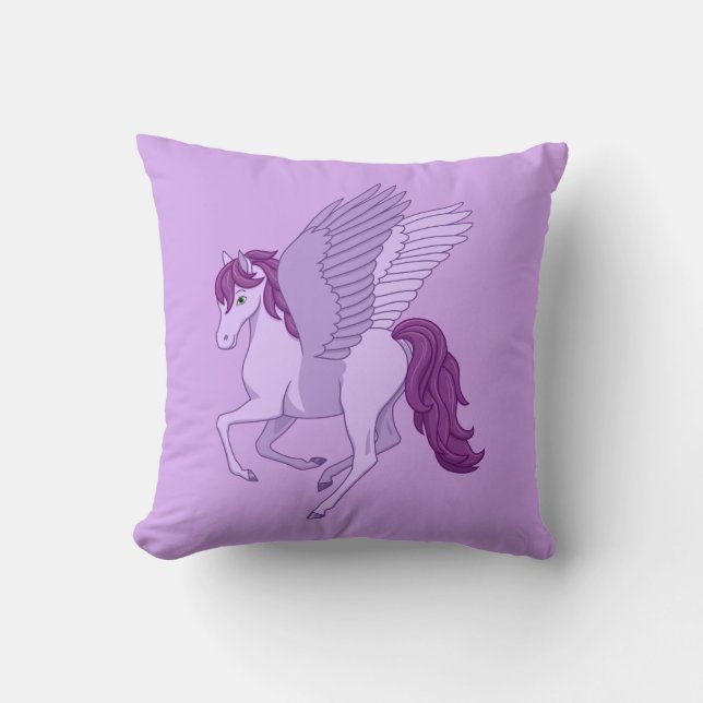 Lila Flies Horse Pegasus Kudde (Framsida)