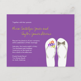 Lila Flinflip flops Beach Wedding Inbjudan