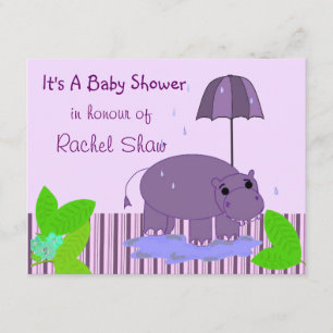 Lila Flodhäst Bebis Shower Inbjudan