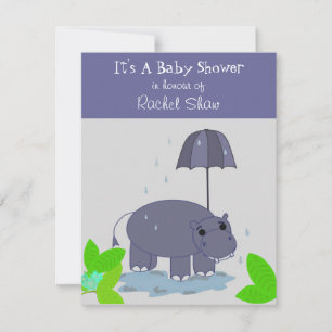 Lila Flodhäst Bebis Shower Inbjudan