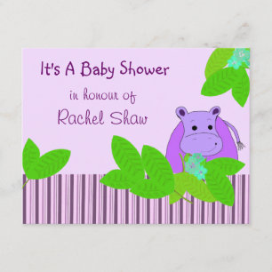 Lila Flodhäst Bebis Shower Inbjudningar