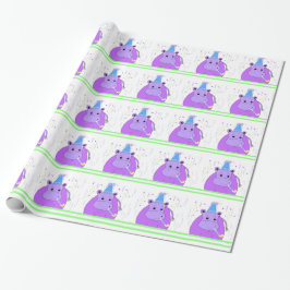 Lila Flodhäst Födelsedagsdesign Presentpapper