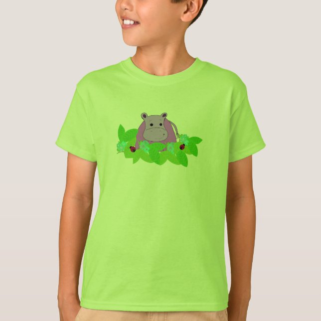 Lila flodhäst med nyckelpigor t shirt (Framsida)