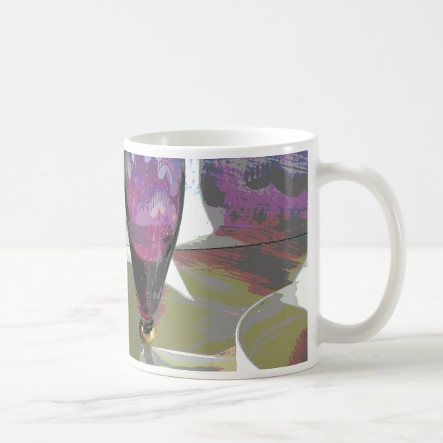 Lila flöjtglas med skugga kaffemugg (Höger)