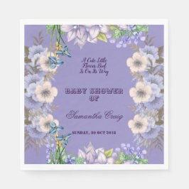 Lila Flora Blox Bloom Ballon Blommor Babyskugga Pappersservett