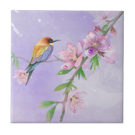 Lila Flora och fauna Art botaniska vattenfärger Kakelplatta