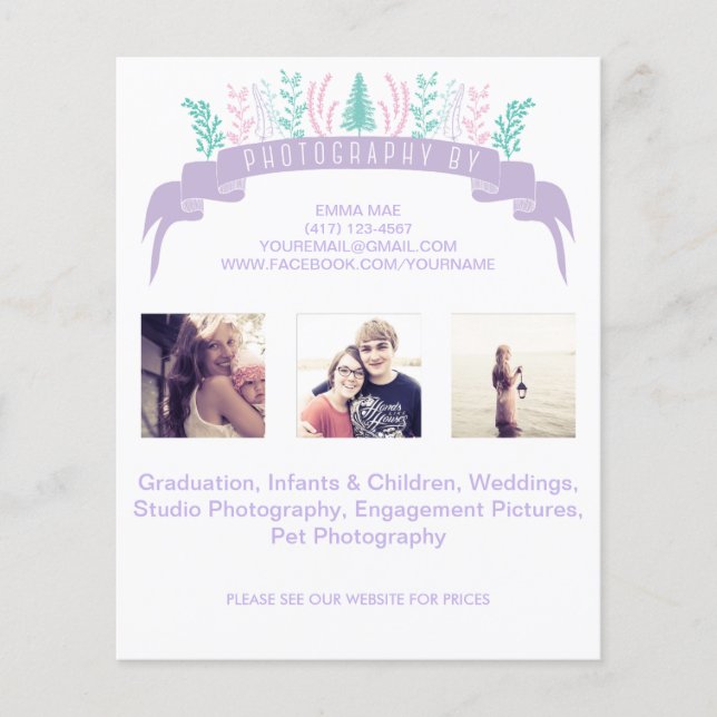 Lila Floral Photography Flyer (Framsidan)