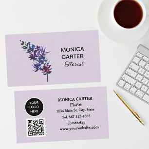 Lila Florist Social medie QR-kodBlommigt Visitkort
