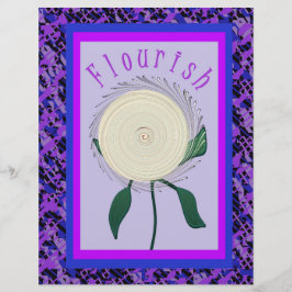 Lila Flourish Blommande Skrapbokspapper 2-Sidigt