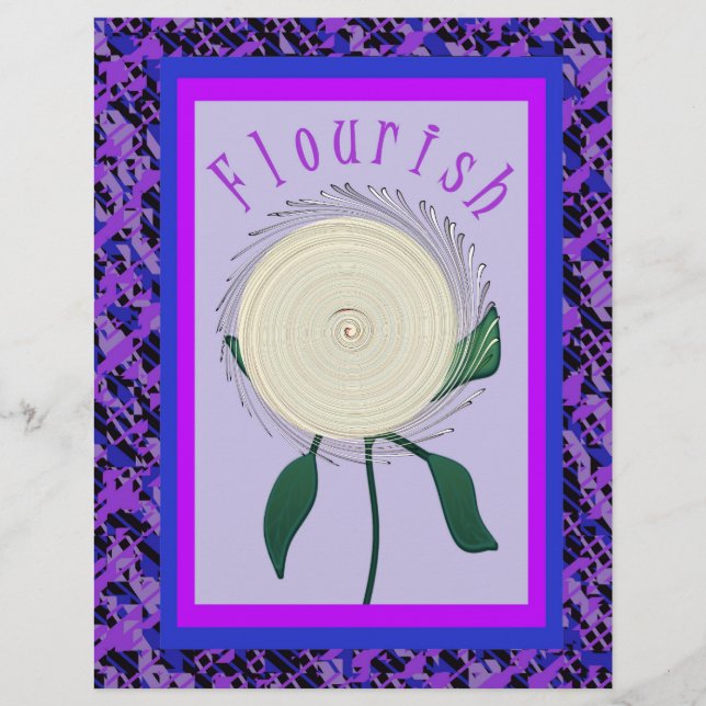 Lila Flourish Blommig Bulk Scrapbookpapper Sidor Reklamblad (Framsidan)