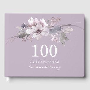 Lila Flower 100:e födelsedagsfesten Guestbook Gästböcker