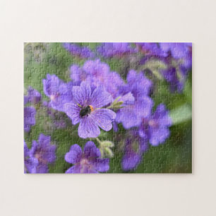 Lila Flower and Bee Natature Photography Garden Pussel