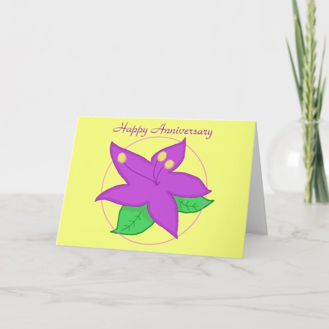 Lila Flower ANNIVERSARY CARD Kort (Framsida)