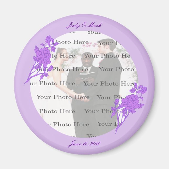 Lila Flower Anpassningsbar Round Magnet (Framsidan)