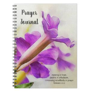 Lila Flower Art Faith Bible Verse Journal Anteckningsbok