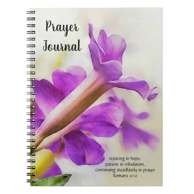 Lila Flower Art Faith Bible Verse Journal Anteckningsbok (Framsidan)