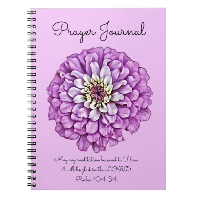 Lila Flower Art Prayer Journal Anteckningsbok (Framsidan)