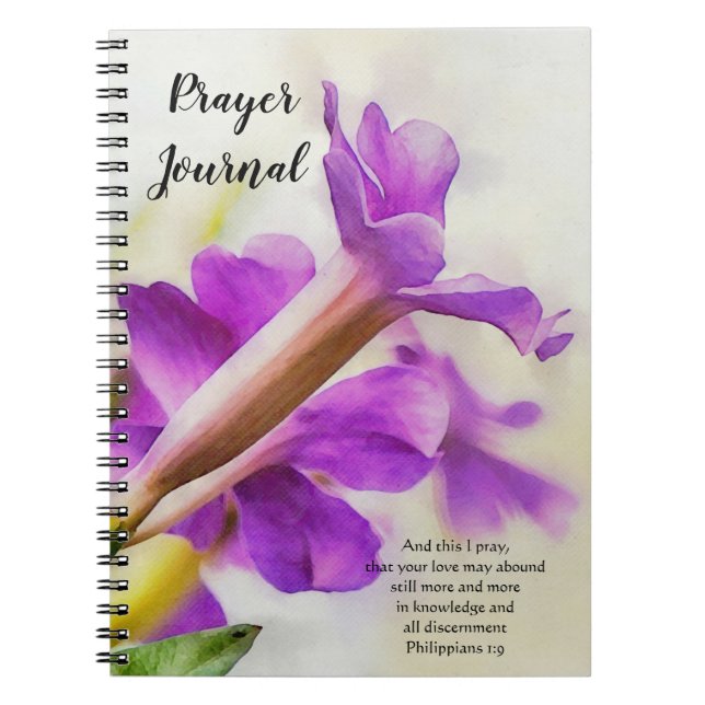 Lila Flower Art Prayer Journal bärbar dator Anteckningsbok (Framsidan)