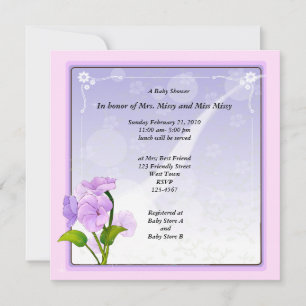 Lila Flower Baby Shower Inbjudningar