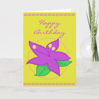Lila Flower Birday Card Kort
