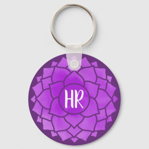 Lila Flower Blommigt Chakra Design Reiki Yogo Nyckelring