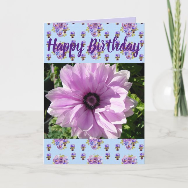Lila Flower-Blommigt-fotokort Grattis på födelseda Kort (Framsida)