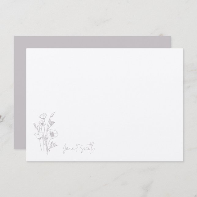 Lila Flower Blommigt Plant Personlig Stationary Tack Kort (Fram/baksida)