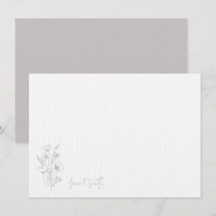 Lila Flower Blommigt Plant Personlig Stationary Tack Kort
