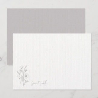 Lila Flower Blommigt Plant Personlig Stationary Tack Kort