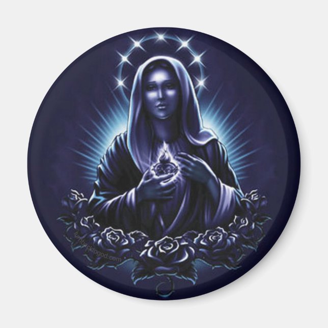 Lila Flower Blzed Virgin Mary Magnet (Framsidan)