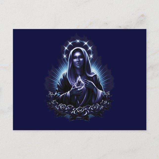 Lila Flower Blzed Virgin Mary Vykort (Framsida)