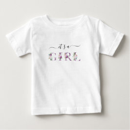 Lila Flower Brev Print Girl Baby Shower T Shirt