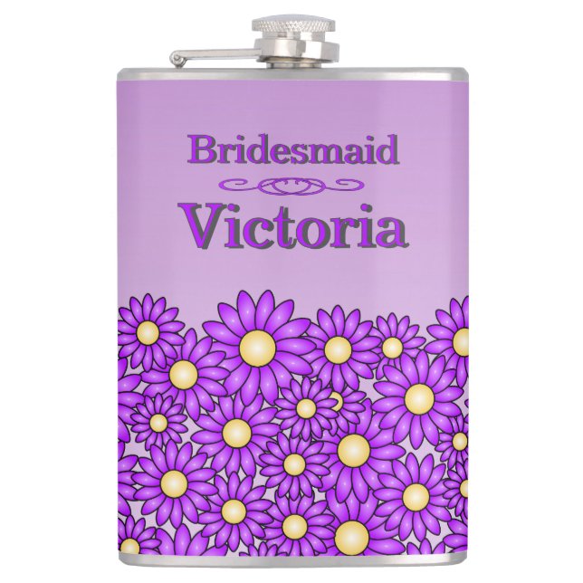 Lila Flower Bridesmaid-kolv Fickplunta (Framsidan)