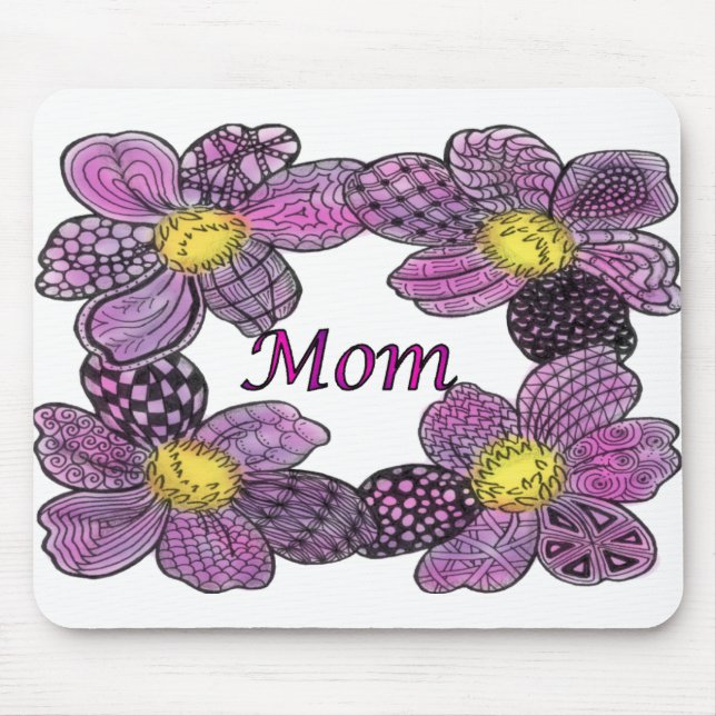 Lila Flower Doodled MAMMA Design Musmatta (Framsidan)