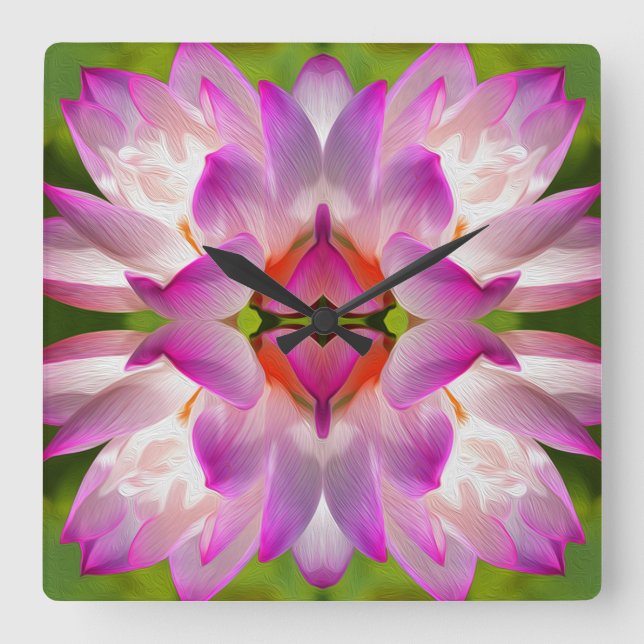 LILA FLOWER - Fractal Art - Fyrkantig Klocka (Framsida)