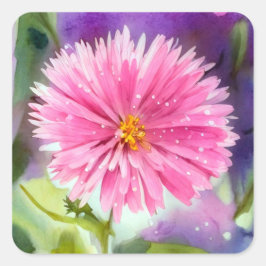 Lila Flower Fyrkantigt Klistermärke