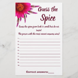 Lila Flower gissa spisspelkortet Flygblad