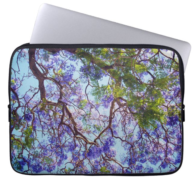 Lila Flower Jacaranda Träd Oil Art, Laptop Fodral (Framsidan)