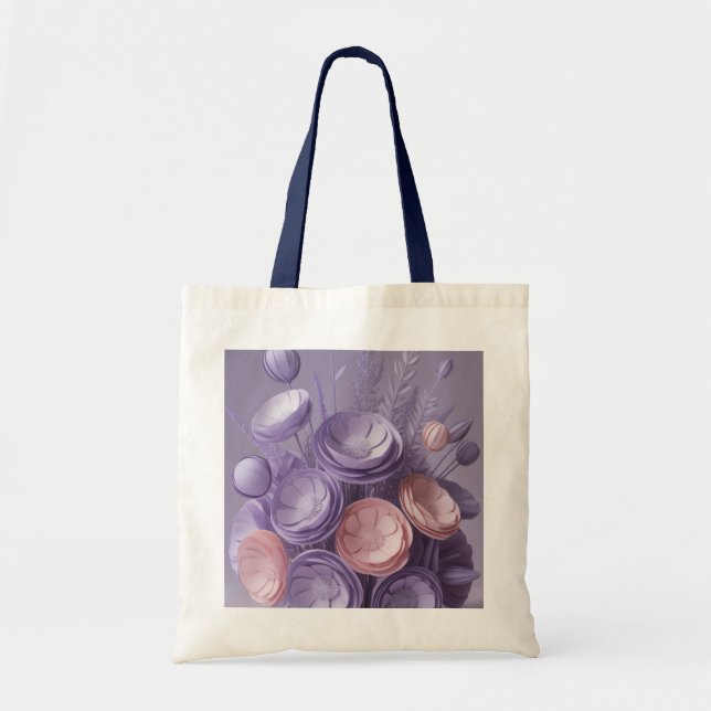 "Lila Flower Jumbo Tote Bag - Ai-design Tygkasse (Framsidan)