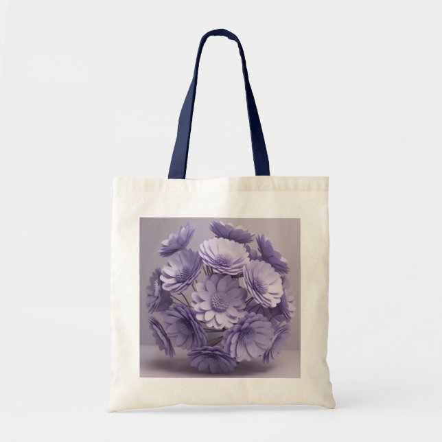 "Lila Flower Jumbo Tote Bag - Ai-design Tygkasse (Framsidan)