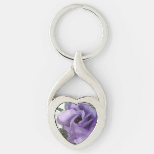 Lila Flower Keychains Twisted Heart Silverfärgad Nyckelring