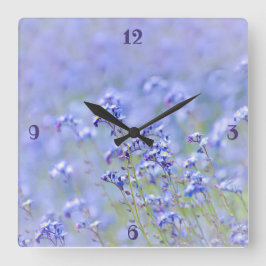 Lila Flower Land Meadow Summer Garden Fyrkantig Klocka