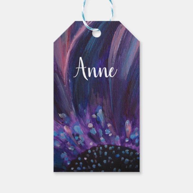 Lila Flower Löv Art Anpassningsbar Gift-Märkre Presentetikett (Framsidan)